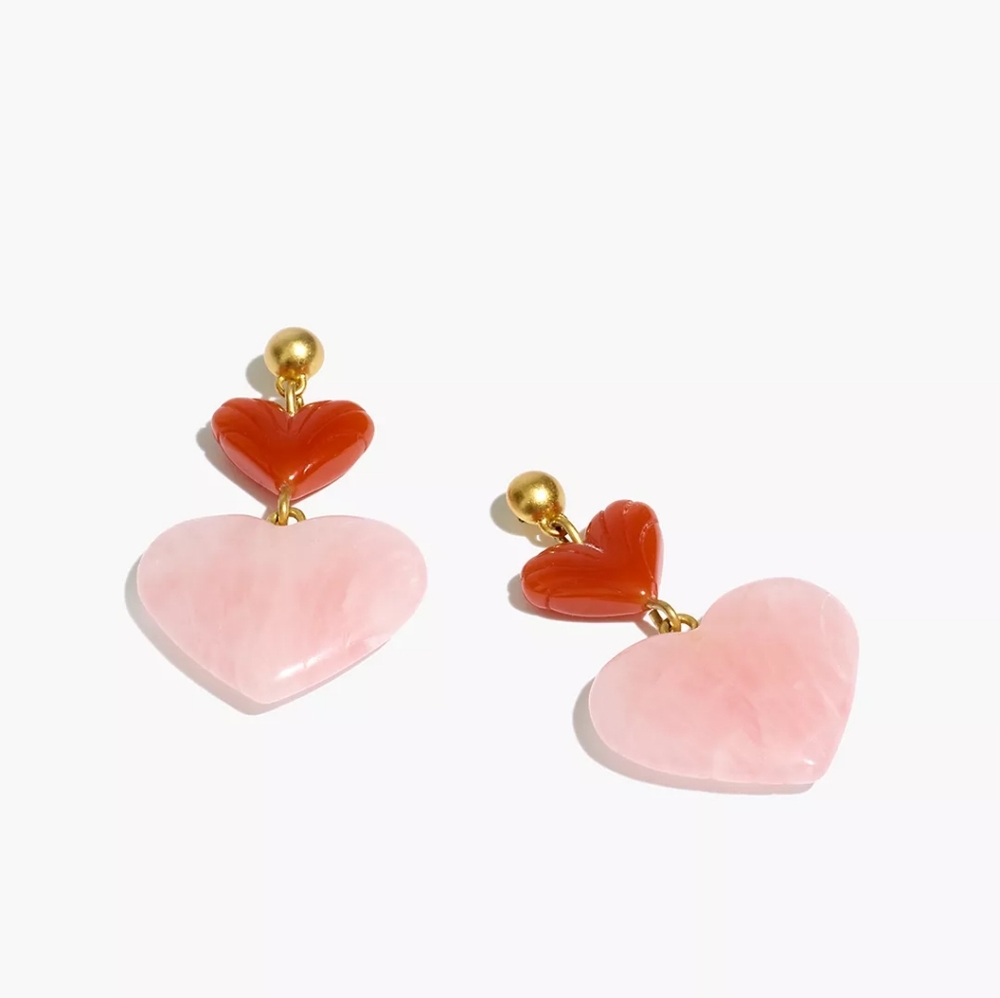 NWT Madewell Double Heart Earrings